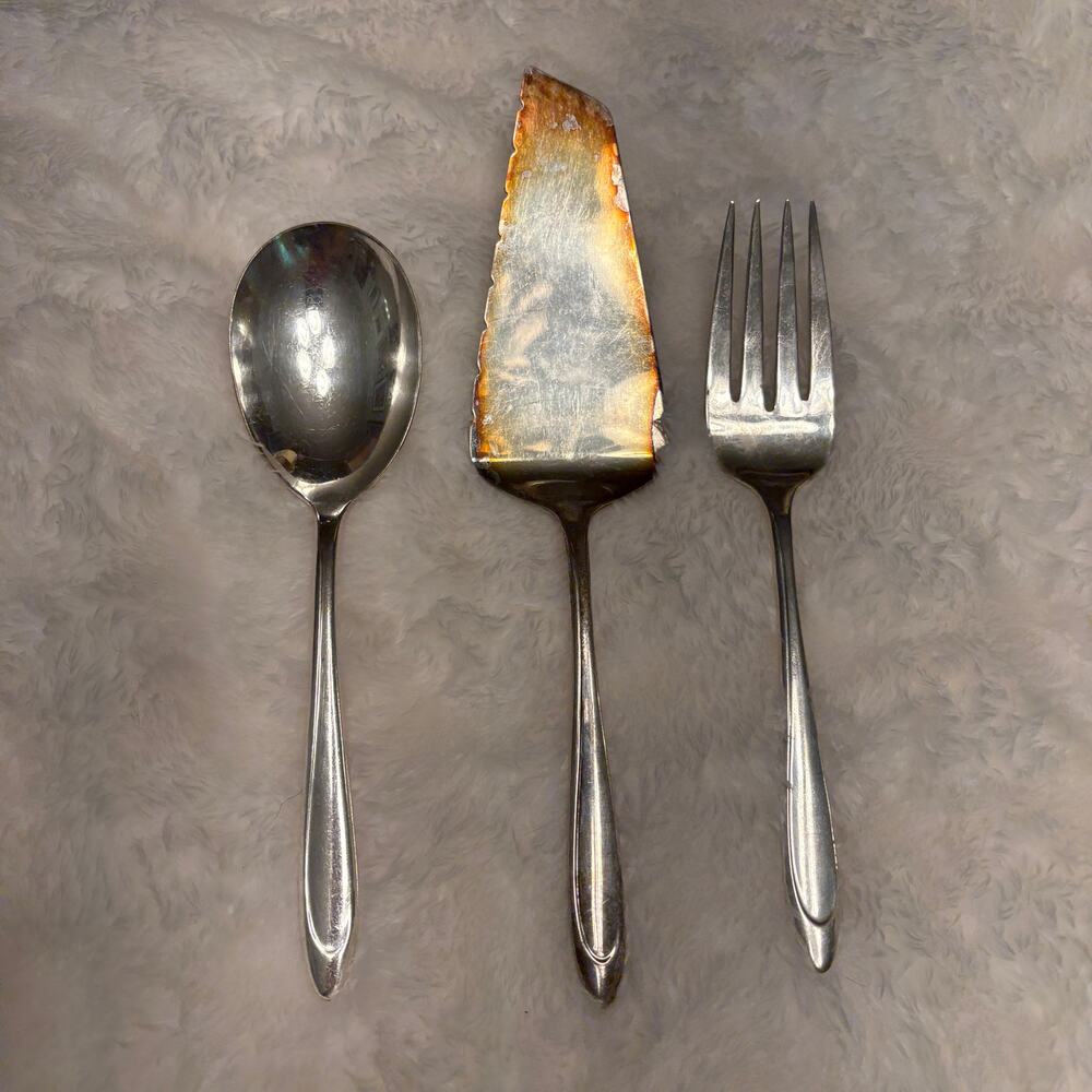 Vintage MCM Meriden First Lady Silver Plate Hostess Set Servware 3 pc 1960s
